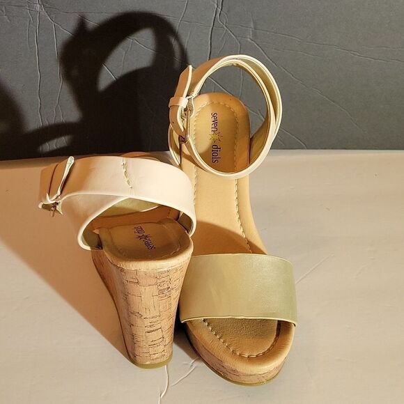 SEVEN DIALS  ANKLE STRAP OPEN TOE WEDGE STYLE HEEL SANDAL G1 - Picture 14 of 14